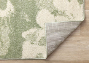 HomeRoots 5' Botanical Leaves Area Rug - Green and Cream, Stain-Resistant, Durable, Modern Design for Homes 8' X 11' 661340