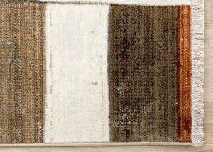 HomeRoots 5' Modern Beige, Orange & Brown Geometric Area Rug - Durable, Stain-Resistant for High-Traffic Spaces 5' X 8' 661343