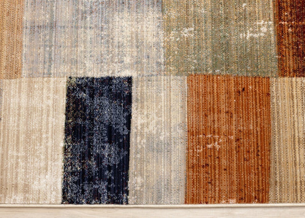 HomeRoots 5' Modern Beige, Orange & Brown Geometric Area Rug - Durable, Stain-Resistant for High-Traffic Spaces 5' X 8' 661343