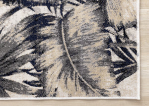 HomeRoots 8' X 11' Cream and Gray Botanical Leaves Area Rug - Modern, Durable Design for High-Traffic Spaces 661346