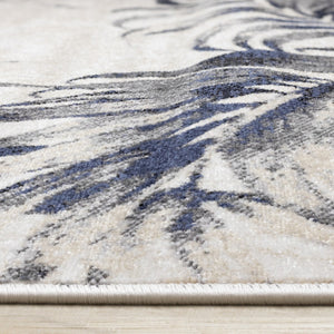 HomeRoots 8' X 11' Cream and Gray Botanical Leaves Area Rug - Modern, Durable Design for High-Traffic Spaces 661346