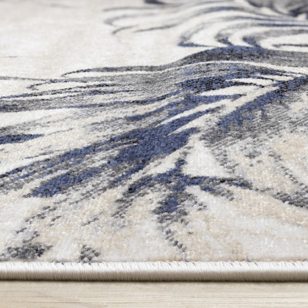 HomeRoots 8' X 11' Cream and Gray Botanical Leaves Area Rug - Modern, Durable Design for High-Traffic Spaces 661346