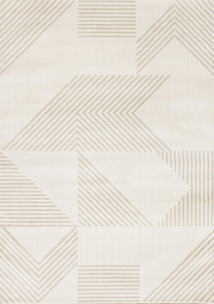 HomeRoots 5' Cream and Beige Geometric Area Rug - Modern Design for Warmth, Durability, and Style in Any Room 5' X 8' 661347