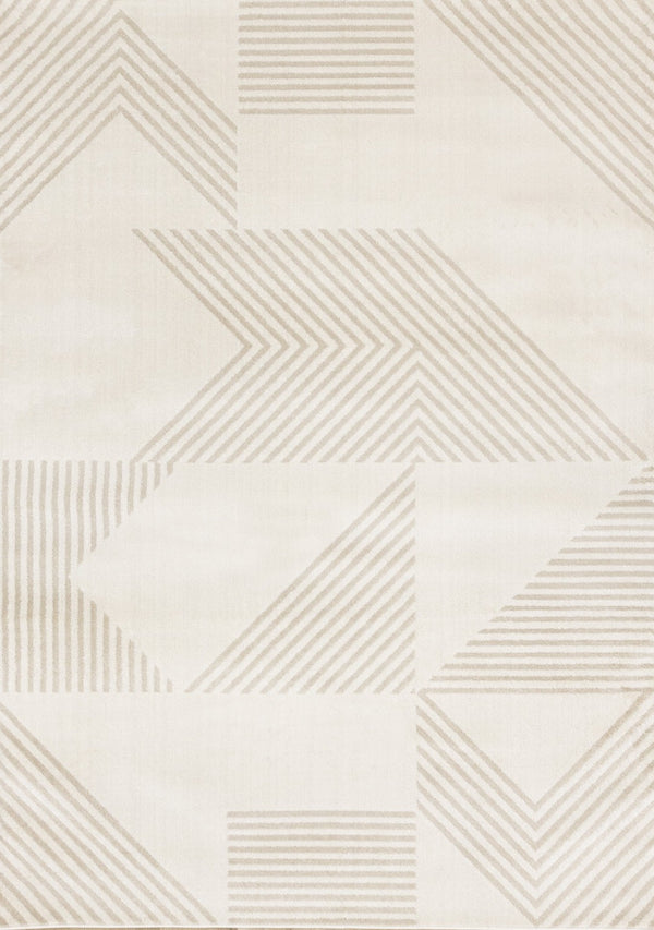 HomeRoots 5' Cream and Beige Geometric Area Rug - Modern Design for Warmth, Durability, and Style in Any Room 5' X 8' 661347