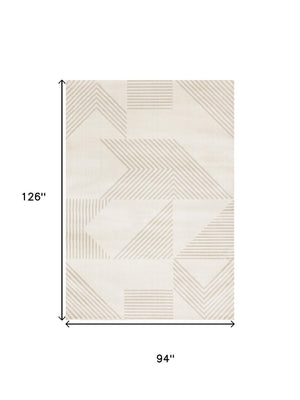 HomeRoots 5' Cream and Beige Geometric Area Rug - Modern Design for Warmth, Durability, and Style in Any Room 8' X 11' 661348