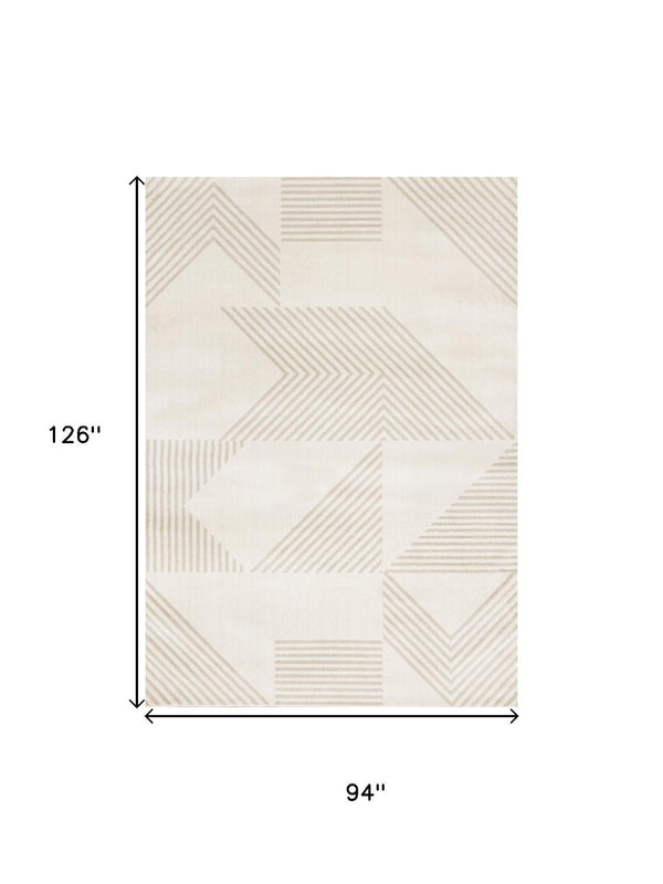 HomeRoots 5' Cream and Beige Geometric Area Rug - Modern Design for Warmth, Durability, and Style in Any Room 8' X 11' 661348