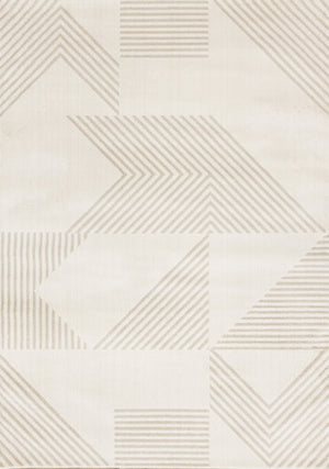 HomeRoots 5' Cream and Beige Geometric Area Rug - Modern Design for Warmth, Durability, and Style in Any Room 8' X 11' 661348