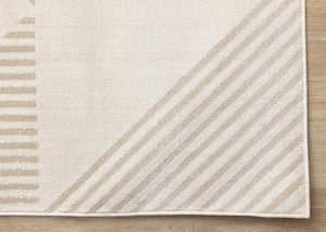 HomeRoots 5' Cream and Beige Geometric Area Rug - Modern Design for Warmth, Durability, and Style in Any Room 8' X 11' 661348