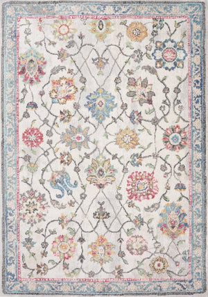 HomeRoots 7' Stylish Cream Blue and Green Medallion Area Rug - Durable, Stain-Resistant, Easy Maintenance Design 5' X 8' 661350