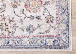 HomeRoots 7' Stylish Cream Blue and Green Medallion Area Rug - Durable, Stain-Resistant, Easy Maintenance Design 5' X 8' 661350