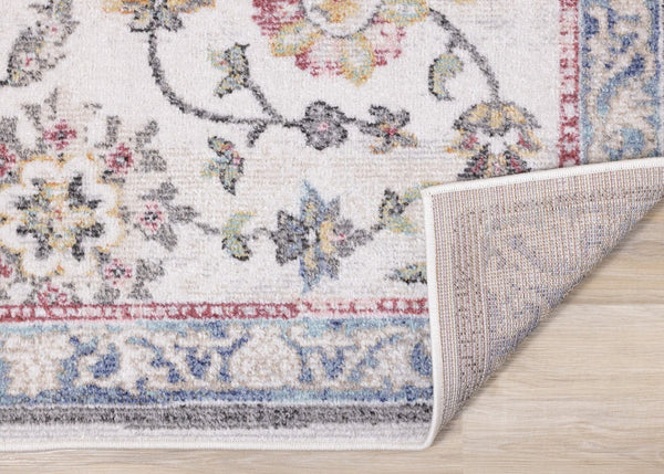 HomeRoots 7' Stylish Cream Blue and Green Medallion Area Rug - Durable, Stain-Resistant, Easy Maintenance Design 5' X 8' 661350