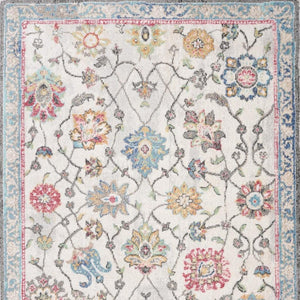 HomeRoots 7' Stylish Cream Blue and Green Medallion Area Rug - Durable, Stain-Resistant, Easy Maintenance Design 8' X 11' 661351