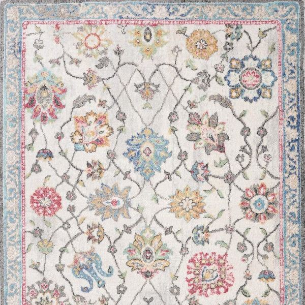 HomeRoots 7' Stylish Cream Blue and Green Medallion Area Rug - Durable, Stain-Resistant, Easy Maintenance Design 8' X 11' 661351