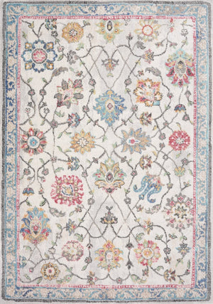 HomeRoots 7' Stylish Cream Blue and Green Medallion Area Rug - Durable, Stain-Resistant, Easy Maintenance Design 8' X 11' 661351
