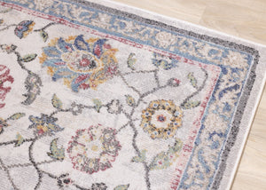HomeRoots 7' Stylish Cream Blue and Green Medallion Area Rug - Durable, Stain-Resistant, Easy Maintenance Design 8' X 11' 661351