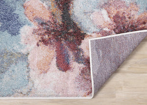 HomeRoots 5' Floral Area Rug in Cream, Blue & Pink - Durable, Easy-Care Design for Every Room's Charm 7' X 10' 661353