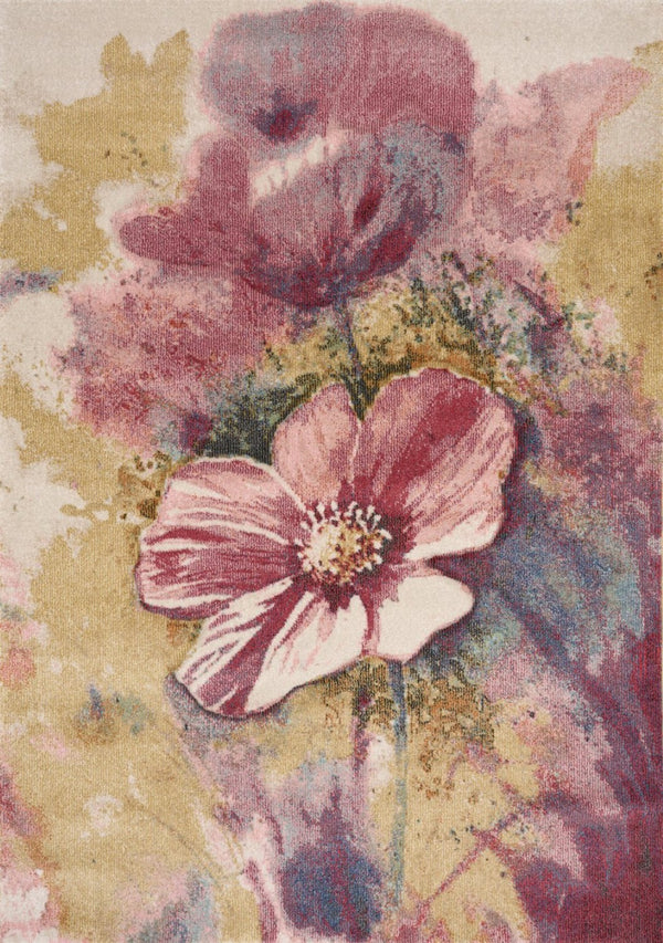 HomeRoots 5' Vibrant Yellow and Pink Floral Area Rug – Durable, Stain-Resistant Design for Modern Living Spaces 5' X 8' 661357
