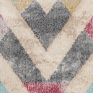 HomeRoots 5' Modern Chevron Area Rug in Cream, Blue & Pink - Stylish, Durable, Stain-Resistant for Any Room 8' X 11' 661360