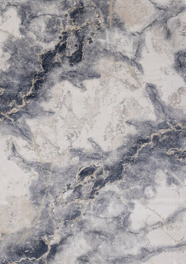 HomeRoots 5' Contemporary Blue Cream and Gray Abstract Area Rug for Modern Homes, Stain-Resistant Design 5' X 8' 661363