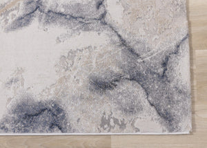 HomeRoots 5' Contemporary Blue Cream and Gray Abstract Area Rug for Modern Homes, Stain-Resistant Design 7' X 10' 661364