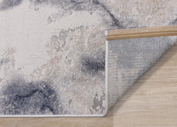 HomeRoots 5' Contemporary Blue Cream and Gray Abstract Area Rug for Modern Homes, Stain-Resistant Design 7' X 10' 661364