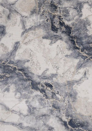 HomeRoots 5' Contemporary Blue Cream and Gray Abstract Area Rug for Modern Homes, Stain-Resistant Design 8' X 11' 661365