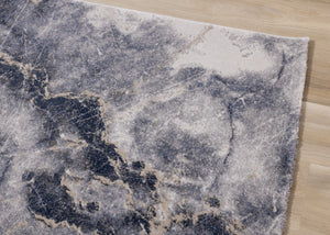 HomeRoots 5' Contemporary Blue Cream and Gray Abstract Area Rug for Modern Homes, Stain-Resistant Design 8' X 11' 661365