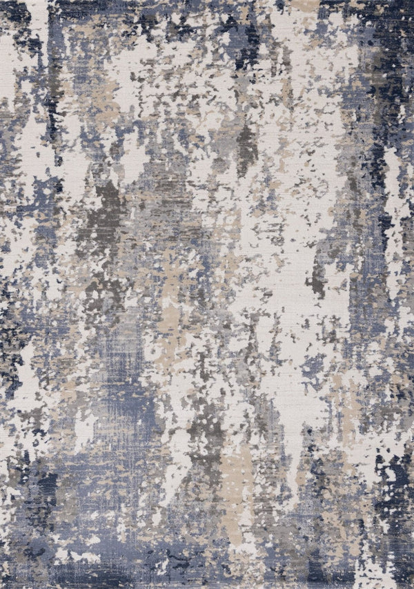 HomeRoots 5' Modern Abstract Area Rug in Blue, Beige & Gray - Durable, Family-Friendly Design for Any Room 5' X 8' 661366
