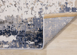 HomeRoots 5' Modern Abstract Area Rug in Blue, Beige & Gray - Durable, Family-Friendly Design for Any Room 5' X 8' 661366