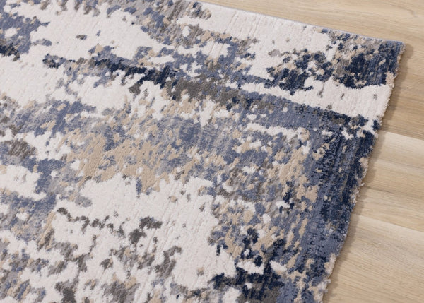 HomeRoots 5' Modern Abstract Area Rug in Blue, Beige & Gray - Durable, Family-Friendly Design for Any Room 7' X 10' 661367