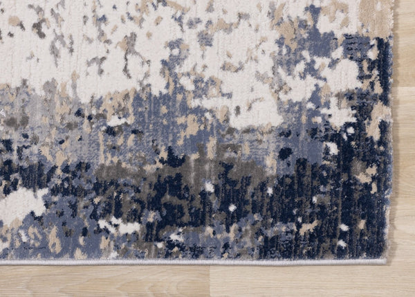 HomeRoots 5' Modern Abstract Area Rug in Blue, Beige & Gray - Durable, Family-Friendly Design for Any Room 7' X 10' 661367