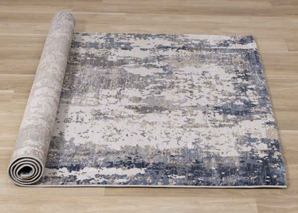 HomeRoots 5' Modern Abstract Area Rug in Blue, Beige & Gray - Durable, Family-Friendly Design for Any Room 7' X 10' 661367