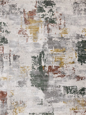 HomeRoots 5' Modern Abstract Area Rug in Gray, Yellow, and Green - Soft, Durable, Stain-Resistant Design 5' X 8' 661371