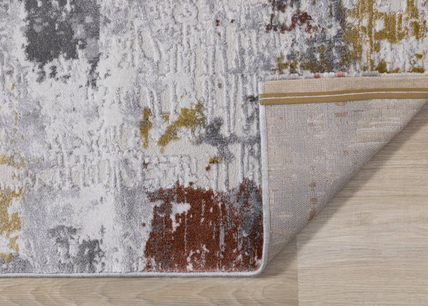HomeRoots 5' Modern Abstract Area Rug in Gray, Yellow, and Green - Soft, Durable, Stain-Resistant Design 8' X 11' 661373