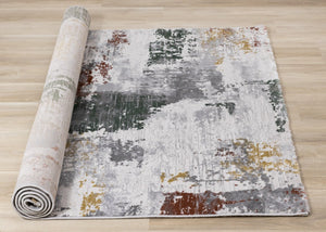 HomeRoots 5' Modern Abstract Area Rug in Gray, Yellow, and Green - Soft, Durable, Stain-Resistant Design 8' X 11' 661373