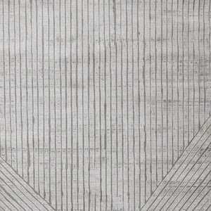 HomeRoots 5' Gray and Off-White Striped Area Rug - Durable, Stain-Resistant Design for Modern Living Spaces 5' X 8' 661383