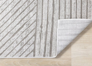 HomeRoots 5' Gray and Off-White Striped Area Rug - Durable, Stain-Resistant Design for Modern Living Spaces 5' X 8' 661383