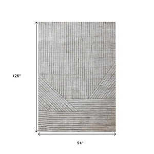 HomeRoots 5' Gray and Off-White Striped Area Rug - Durable, Stain-Resistant Design for Modern Living Spaces 8' X 11' 661385