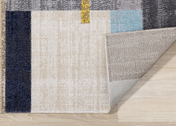 HomeRoots 5' Contemporary Gray Yellow Black Geometric Area Rug - Durable, Stain-Resistant & Modern Design 5' X 8' 661386