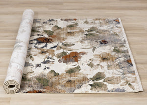 HomeRoots 5' Cream Beige and Green Floral Area Rug - Timeless Style for High-Traffic Areas, Stain-Resistant Design 8' X 10' 661389