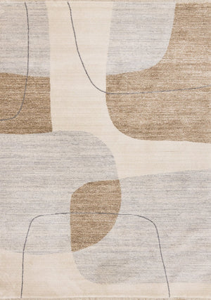 HomeRoots 5' Modern Geometric Area Rug in Cream, Brown, and Beige – Stylish, Durable, Stain-Resistant Design 5' X 8' 661390