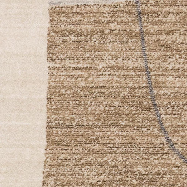 HomeRoots 5' Modern Geometric Area Rug in Cream, Brown, and Beige – Stylish, Durable, Stain-Resistant Design 5' X 8' 661390