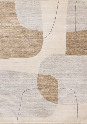 HomeRoots 5' Modern Geometric Area Rug in Cream, Brown, and Beige – Stylish, Durable, Stain-Resistant Design 5' X 8' 661390