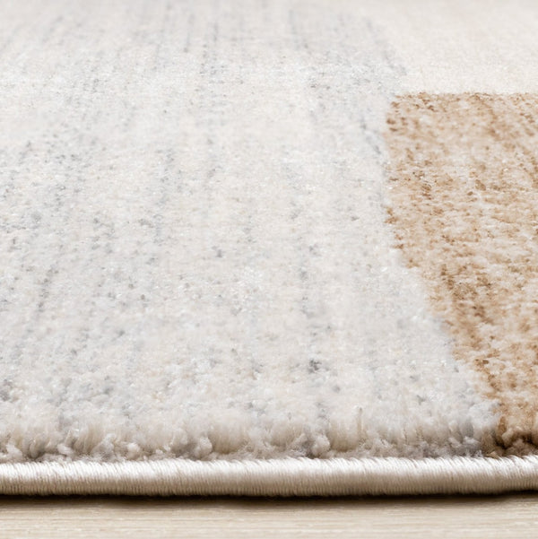 HomeRoots 5' Modern Geometric Area Rug in Cream, Brown, and Beige – Stylish, Durable, Stain-Resistant Design 8' X 10' 661391