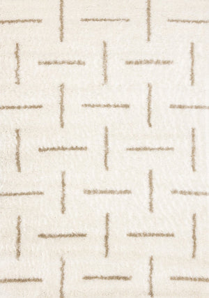HomeRoots 5' Cream and Beige Striped Area Rug - Durable, Plush Design for Modern and Traditional Spaces 5' X 8' 661392