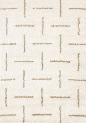 HomeRoots 5' Cream and Beige Striped Area Rug - Durable, Plush Design for Modern and Traditional Spaces 5' X 8' 661392