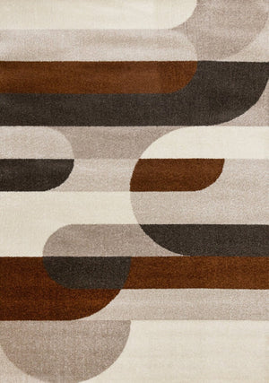 HomeRoots 5' Modern Geometric Area Rug in Cream, Red, and Brown - Stylish, Durable, and Pet-Friendly Design 8' X 11' 661395