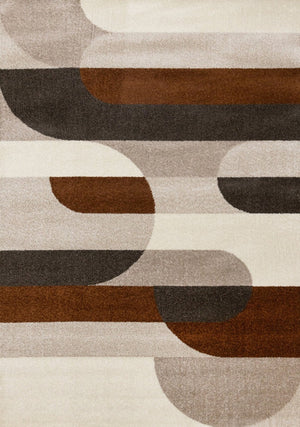 HomeRoots 5' Modern Geometric Area Rug in Cream, Red, and Brown - Stylish, Durable, and Pet-Friendly Design 8' X 11' 661395