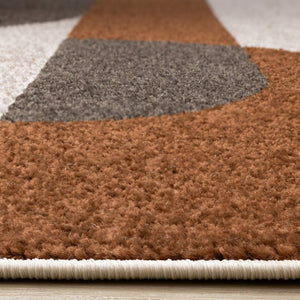 HomeRoots 5' Modern Geometric Area Rug in Cream, Red, and Brown - Stylish, Durable, and Pet-Friendly Design 8' X 11' 661395