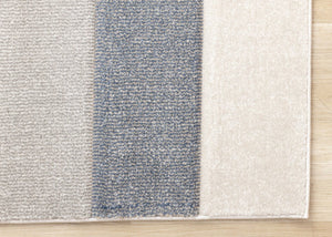 HomeRoots 5' Modern Geometric Area Rug in Blue, Cream, and Brown - Durable, Stain-Resistant, Easy to Clean! 5' X 8' 661396